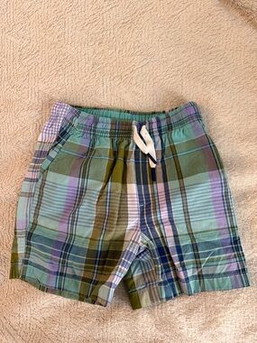Vineyard Vines Boys Plaid Drawstring Shorts in Green, Blue, and Purple Size 6
